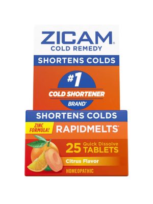 Zicam Zinc Cold Remedy RapidMelts Quick-Dissolve Tablets Citrus Flavor 25ct